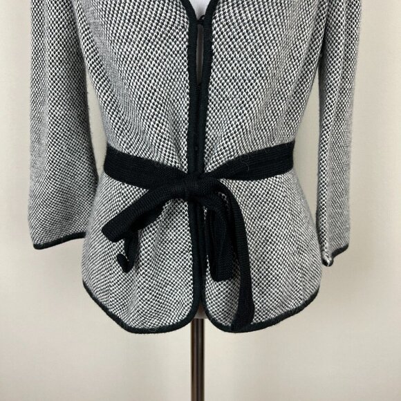 Classiques Entier Cardigan Sweater Jacket Womens Small Black White Belted Office - Picture 4 of 16